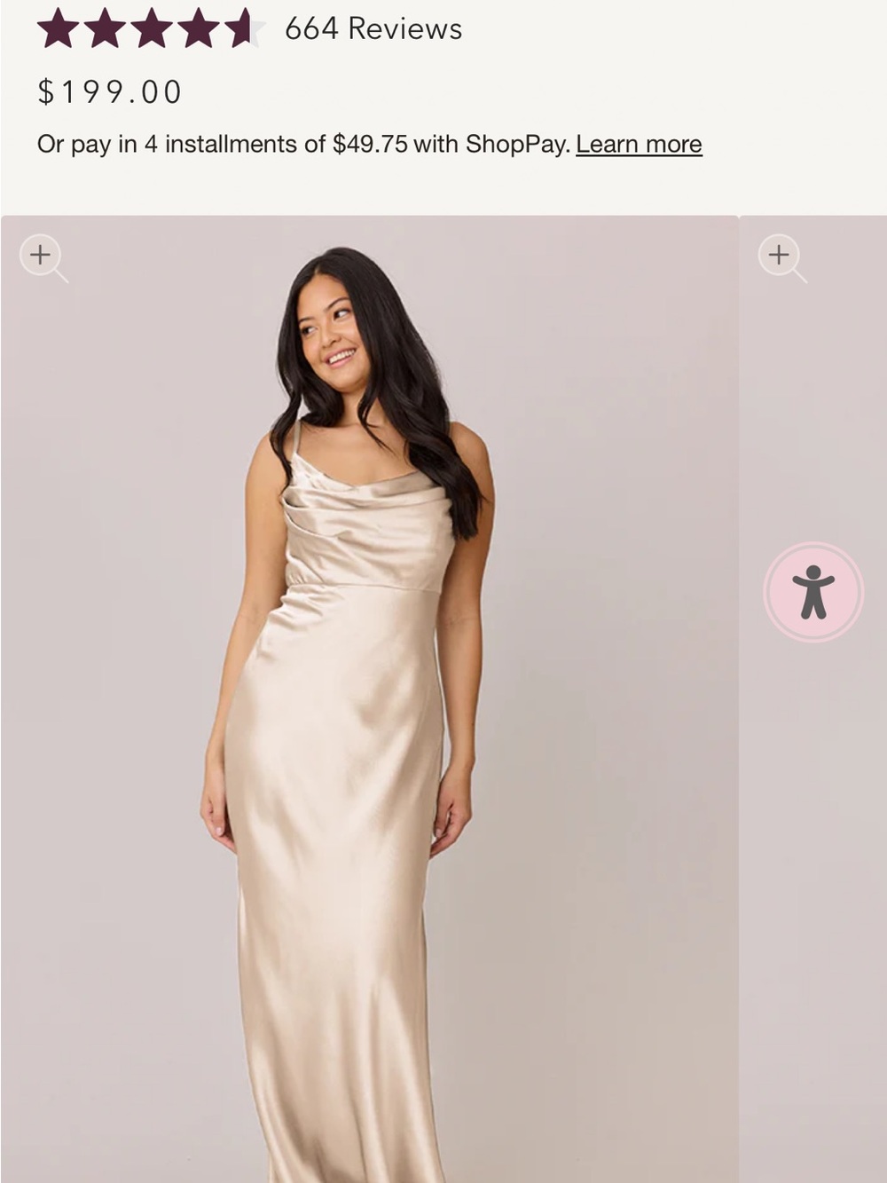 Revelry Satin Cowl Neck Slip Gown in Champagne
